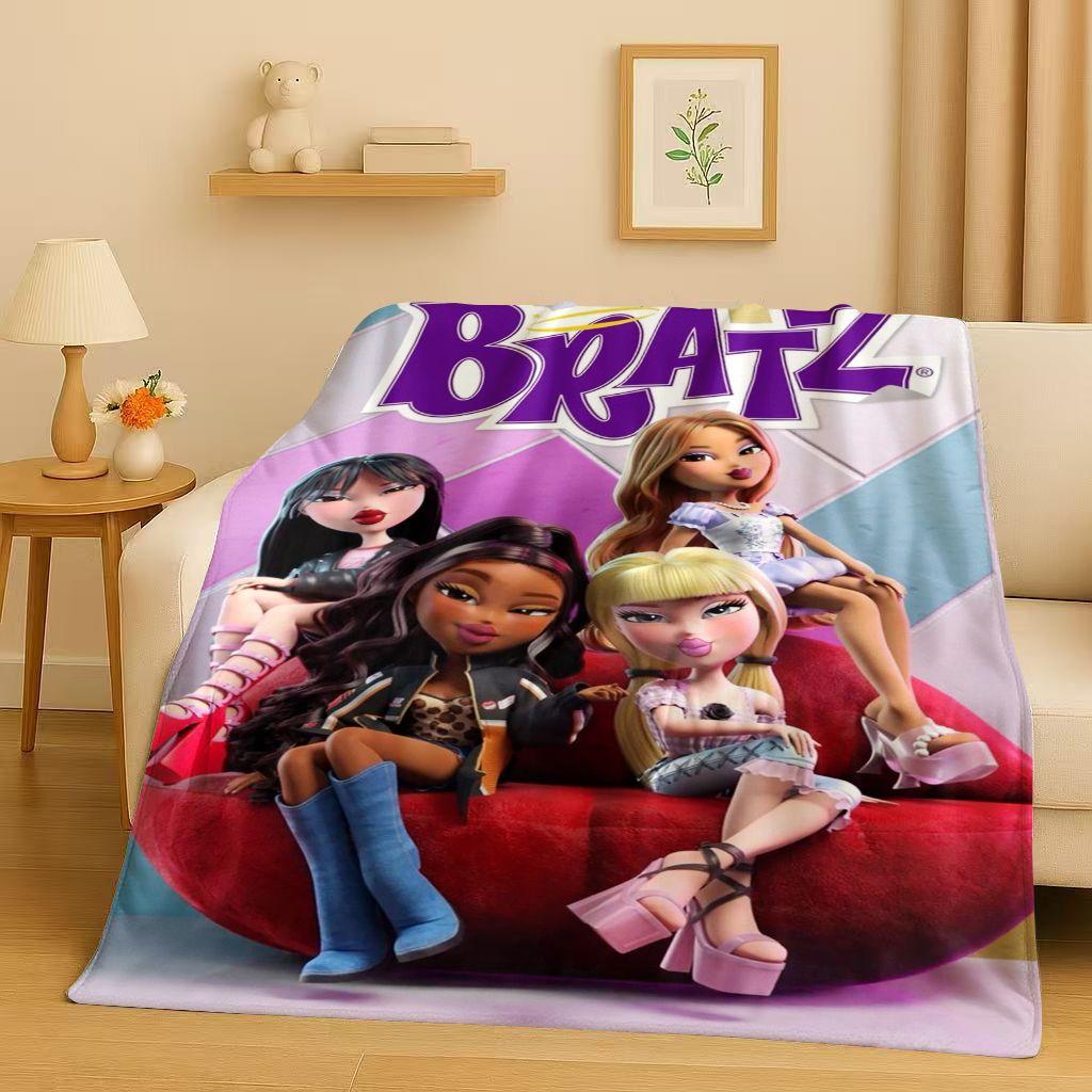 3D Cartoon Bratz Doll Girl Flannel Blanket,Ultra Soft Warm Plush Throw for Home Bedroom Bed Sofa Cover Office Gift Kids Picnic