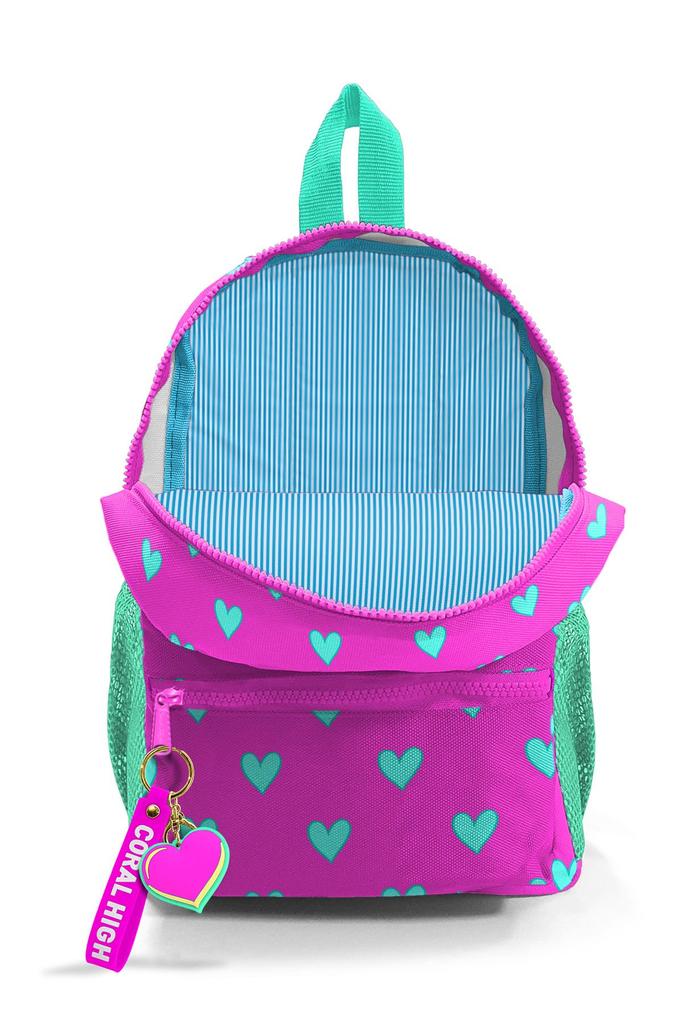 Рюкзак Minik Yuva Неоново-Розовый Вода Зеленое Сердце С Узором Два Отделения 23341
