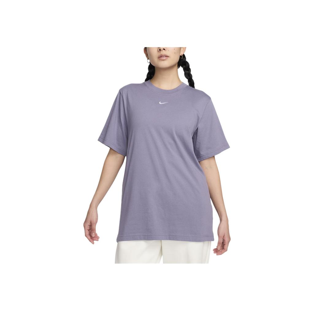 Nike Cotton Embroidered Loose Simple Sports Casual Dopamine Short Sleeve Drop Shoulder T-Shirt Women T-Shirt Purple FD4150-509