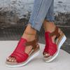 Plus Size Wedge Peep Toe Sandals Women's Summer Buckle Outer Wear Beach Slippers