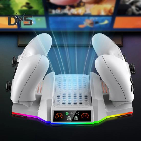 Охлаждающая подставка для игровой консоли с зарядной станцией для двух контроллеров, вертикальная охлаждающая подставка с RGB-подсветкой и портом USB 2.0 для Xbox S