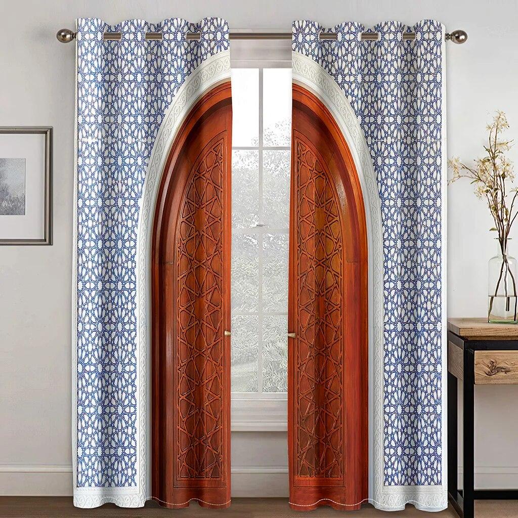 Luxury Doors Yellow Doorknob Ornamental Carved Free Shipping 2 Pieces Thick Curtains For Living Room Bedroom Window Drape Decor