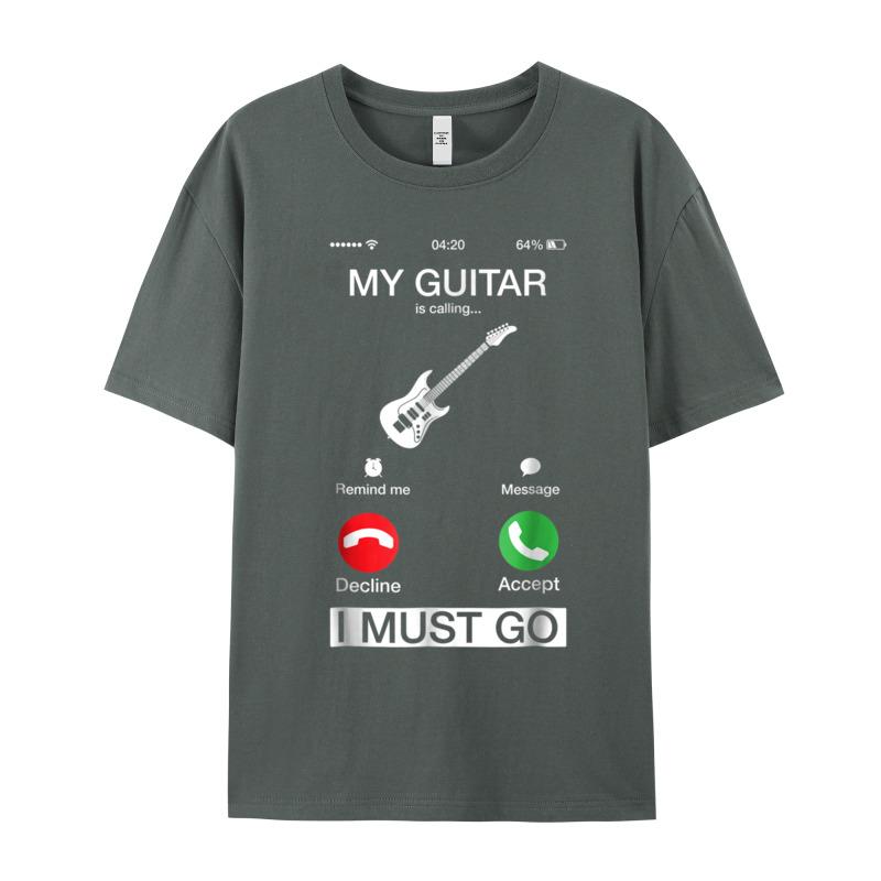 Tops Tees My Guitar Is Calling And Mother Day Newest Party Short Sleeve Combed Cotton O Neck Unisexs T Shirt Party T Shirts
