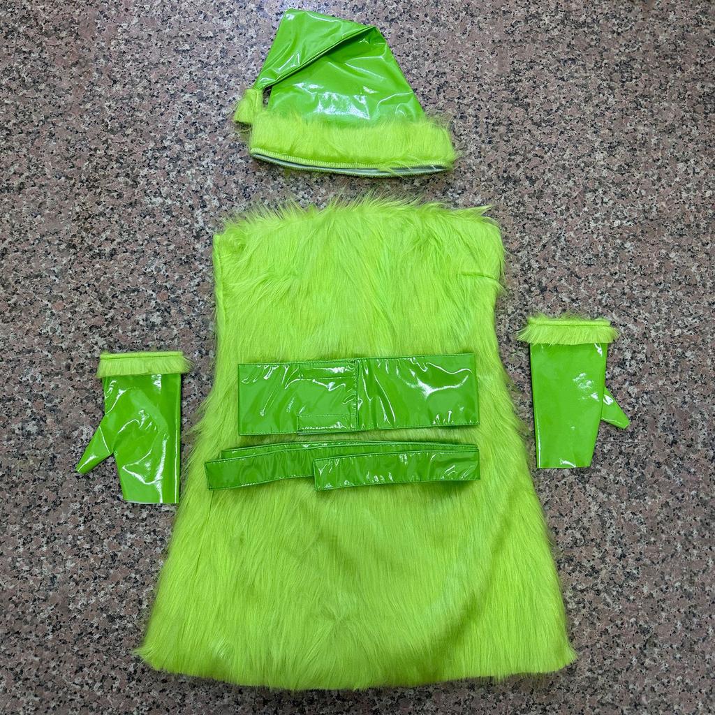 Хэллоуинский костюм монстра с зелеными волосами кос Рождественский костюм монстра-вора, Мао Мао Гринч играет в униформу