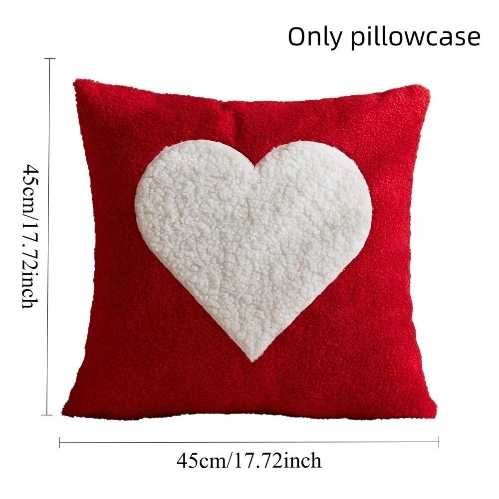 Soft Valentine Heart Pattern Pillowcase Embroidery Decorative Tufted Cushion Case LOVE 45CM Pillow Towel Home Sofa Decor