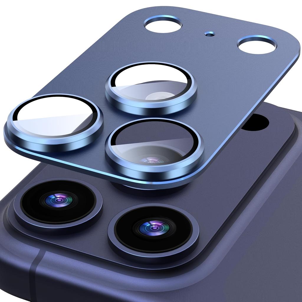 2 Sets Luxury Metal Camera Lens Protector for iPhone 17 16 15 14 Pro Max Aluminum Alloy Camera Film Original Color Tempered Glass Lens Protector