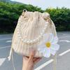 Маленькая плетеная сумка Fresh Flower с жемчужной цепочкой, сумка-тоут Holiday Wind Beach Crossbody Bucket Bag