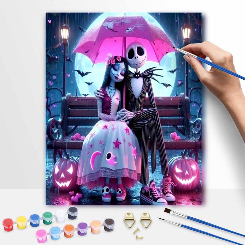 Disney Oil Painting Kit Nightmare Before Christmas Home Bedroom Wall Decor Handmade Gift Art Crafts Romantic Couple Paint By Numbers