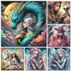 New 2024 Diamond Painting Fantasy Elf Woman Full Diamond Embroidery Animal Dragon Leopard Bird Cross Stitch Kit Home Decoration