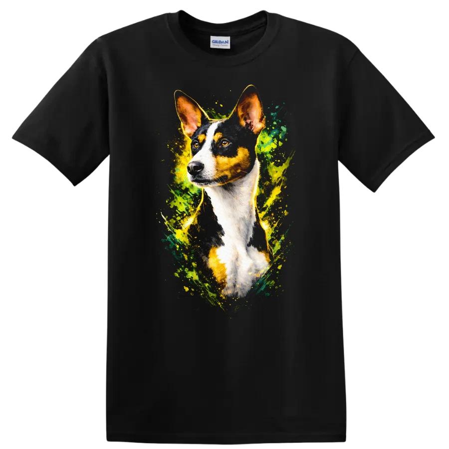 Dog Portrait T Shirt Basenji Dog Art Graphic Tee Animal Lover Gift