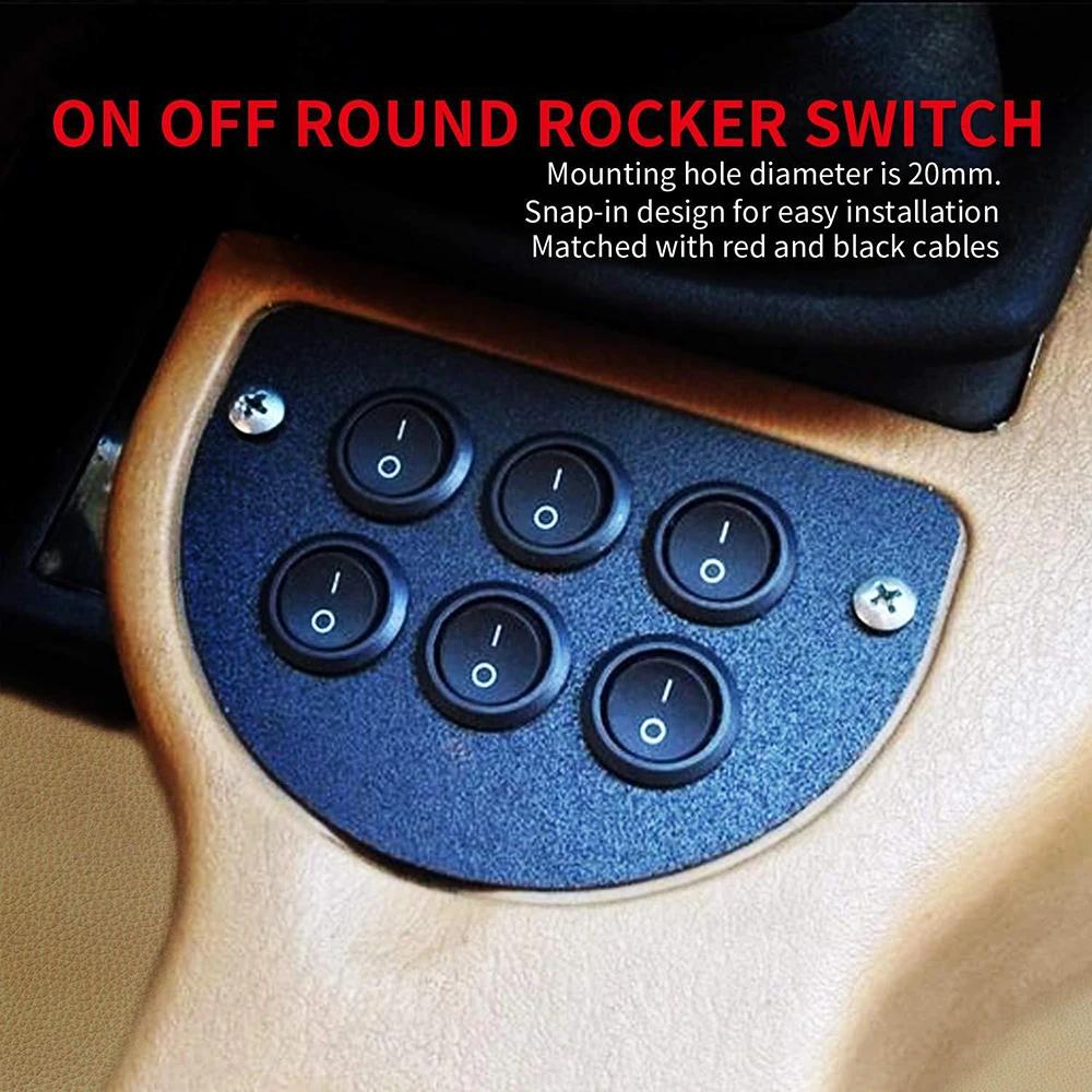 5pcs-20pcs Rocker Switch Black On Off 2 Pin Mini Round Toggle Switch 6A 250V 10A 125V 20MM Circle Switches for RV Car Truck Boat