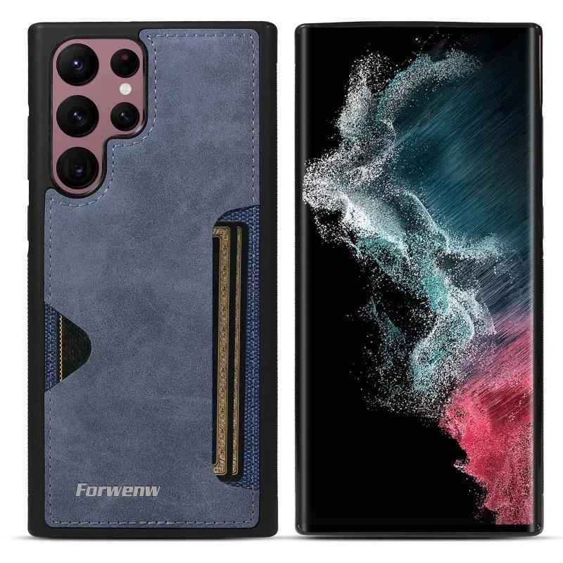 Ретро Чехол-кошелек для телефона с держателем для карт для Samsung Galaxy S26 S24 S25 Ultra S23 S21 FE S22 S20 Plus Note 20 10 + Кожаный чехол-кошелек из ПУ
