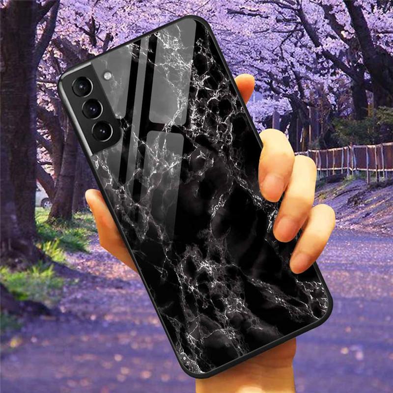 Для Samsung S21 Plus 5G Чехол S 21 Закаленное Стекло Звездный Мраморный Жесткая Задняя Крышка для Samsung Galaxy S21 Ultra Чехлы FE Защитный