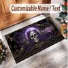 Skull Gothic Theme Soft Crystal Velvet Rug Custom Name & Text Print Non Slip Floor Rug for Bedroom Living Room
