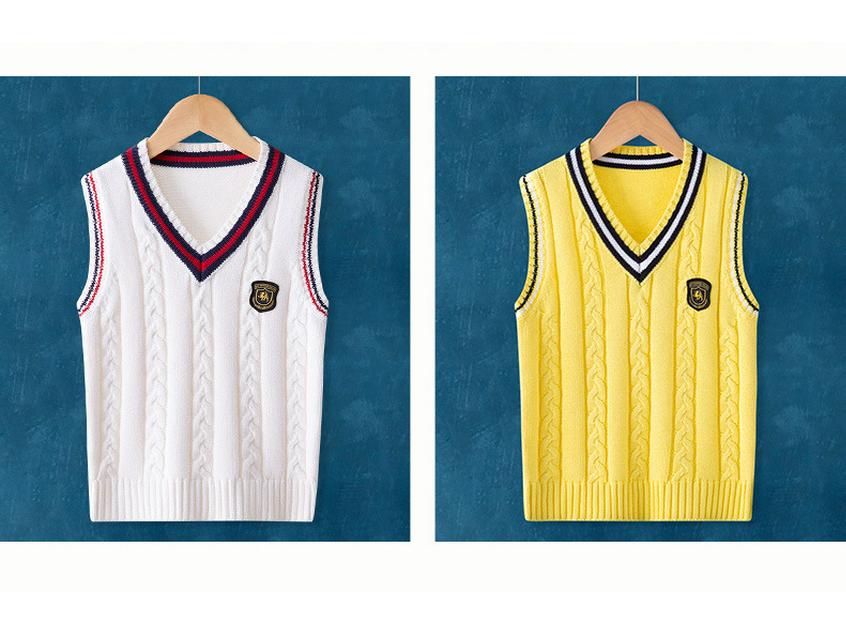 Kids' Knitted Sleeveless Vest: Spring & Autumn College-Style School Uniform