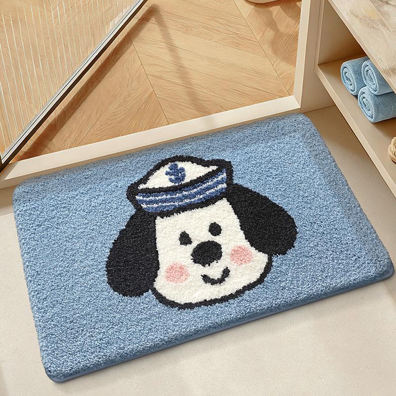 Absorbent Bathroom Rug Non Slip Quick Drying Flannel Floor Mat Anti-Skid Bath Carpet for Home Toilet Bathtub Shower Accessories