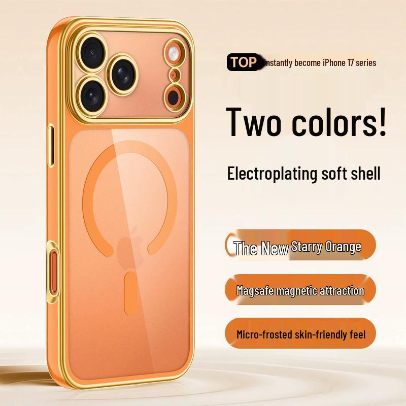 Чехол для iPhone 17 Pro Max: Двухцветное гальваническое покрытие, Магнитное, Трансформируется в полностью закрывающий прозрачный защитный чехол