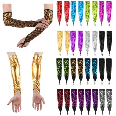 Женские блестящие длинные перчатки без пальцев над локтем, костюм для косплея, перчатки для танцевальной вечеринки