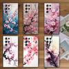 Чехол-накладка для Samsung Galaxy S26 S25 Edge S24 Ultra S23 Plus S22 S21 FE S20, мягкий, с рисунком Сакуры (Цветущей вишни), Черный