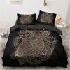 3D Black Bedding Set Pillowcase King Queen Full Single 200x200 Bed Linen Gold Design 3D Printed Duvet Cover Set for Teens Women
