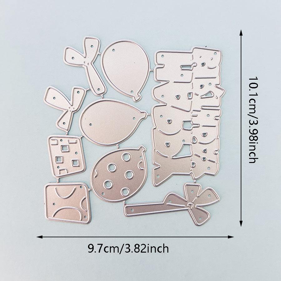 Balloons and Happy Birthday Metal Cutting Dies Set for DIY Scrapbooking Greeting Card Making Paper Embossing Craft