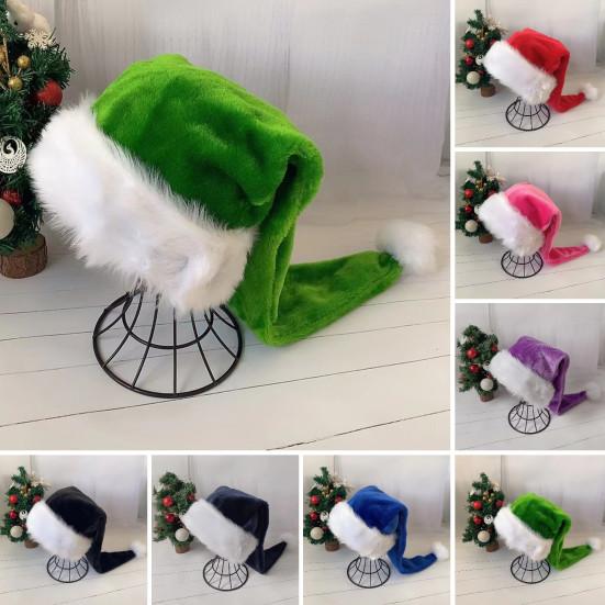 Santa Hat for Adults Unisex Velvet Comfort Extra Thicken Xmas Hat Christmas New Year Festive Party Decorative Holiday Hat