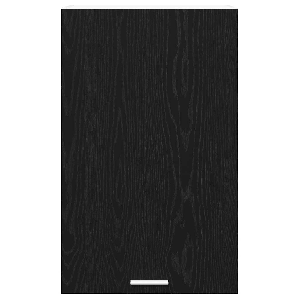 Hanging Cabinet with Door Black Oak and White 50 x 31 x 80 cm
