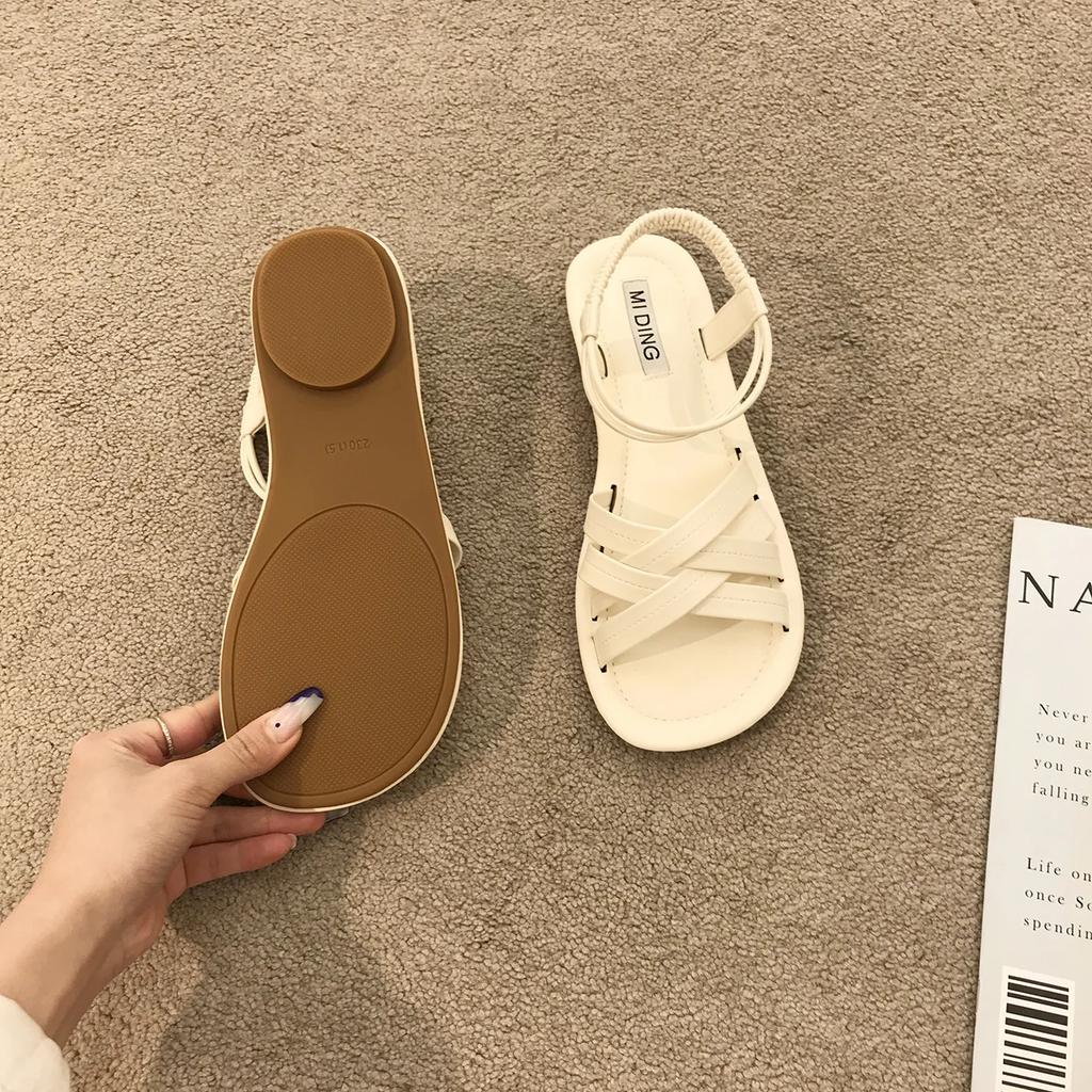 Модные женские сандалии, классические летние сандалии с ремешком на щиколотке, плоские туфли для женщин, мягкая подошва, сандалии женские, повседневная летняя обувь