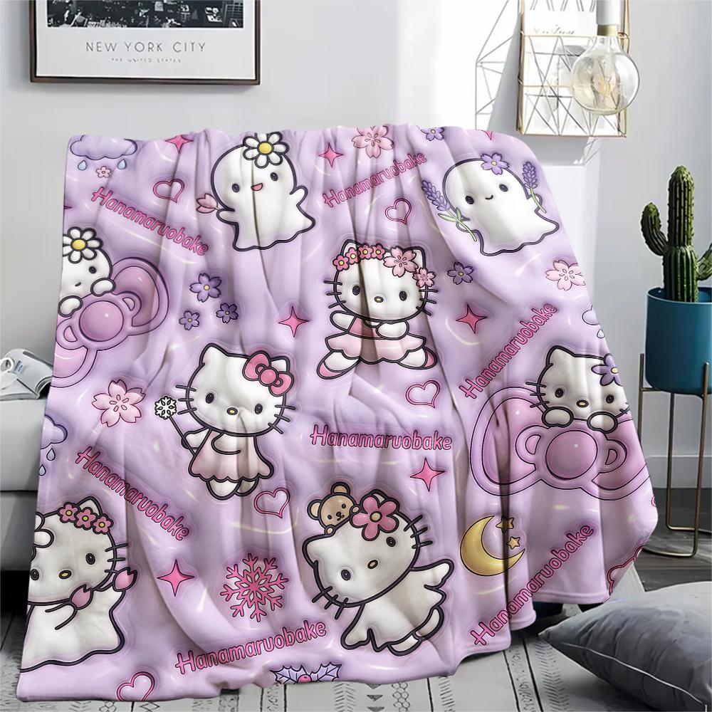 1 шт. Фланелевое одеяло Sanrio с розовым принтом, Высококачественное, Для всех сезонов, Декор для дома, Тепло и комфорт, Идеально подходит для рождественских подарков