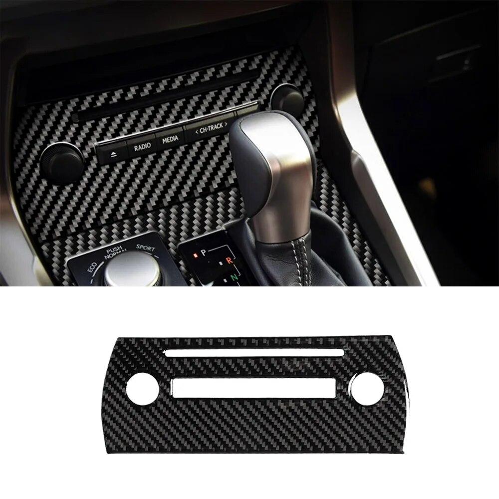 Carbon Fiber Car CD Panel Frame Decor Sticker Decal Cover Trim for Lexus NX 200 200T 300H 2014- Car Interior Accessories