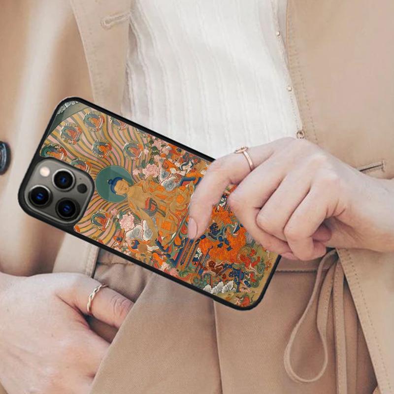 Магнитный чехол для телефона с Буддой для APPLE iPhone 17 Air 16 14 13 12 Pro Max 15 Plus Беспроводная зарядка С чехлом MagSafe