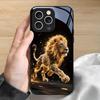 Закаленное стекло для телефона 'Бегущий Лев' подходит для iPhone 17 16 15 14 13 12 11 Pro/Max/Plus противоударная задняя крышка
