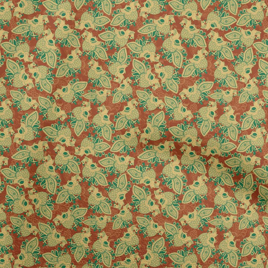 oneOone Cotton Flex Medium Blue Fabric Peacock Sewing Fabric By The Yard Printed Diy Clothing Sewing Supplies 40 Inch