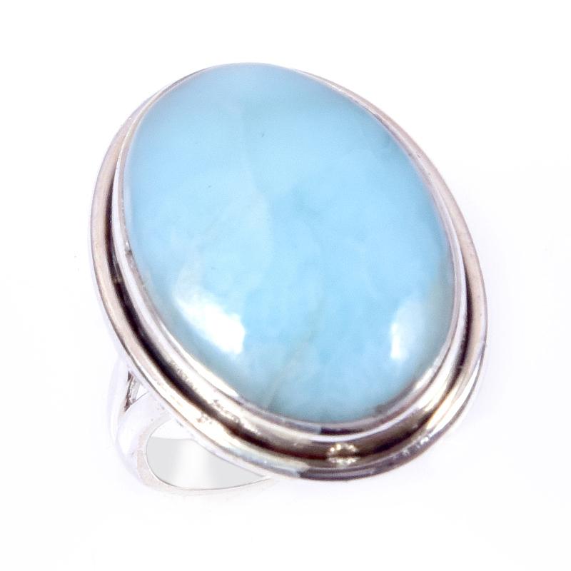 Natural Republic Larimar Gemstone 925 Solid Sterling Silver Gift Ring S.6 I8o80