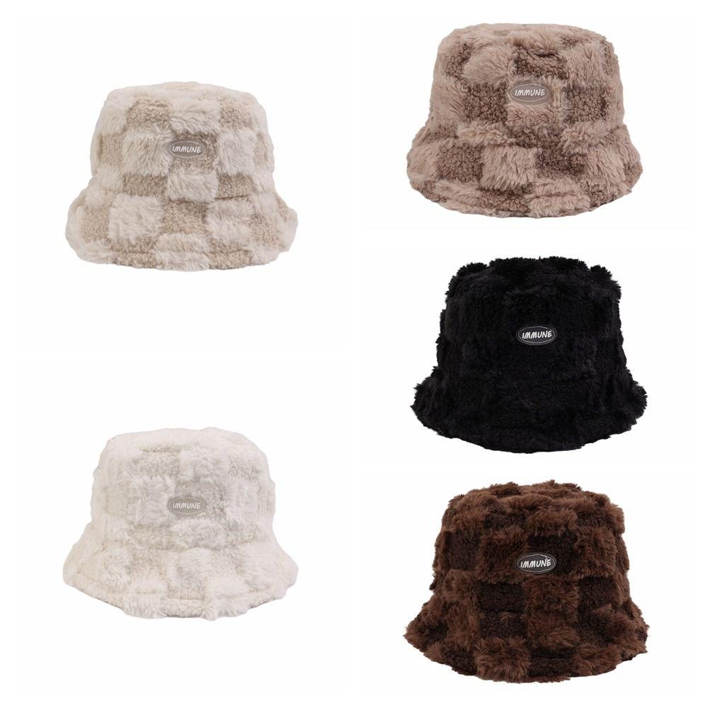 Утепленная берберская флисовая шляпа рыбака, плюшевая овечья шляпа в клетку, повседневная шляпа для девочек
