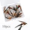 10pcs Biomimetic Bait Fly Fishing Flies Kit for Bass Trout Salmon Fishing, Box Storage Flies Lures