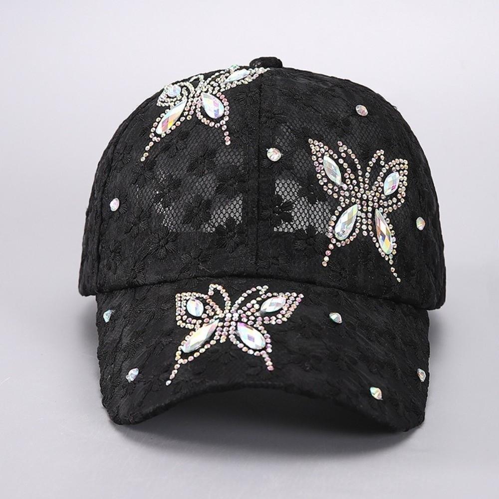 With Diamond Inlaid Women's Baseball Cap Adjustable Duckbill Hat Outdoor Sunshade Hat  Summer