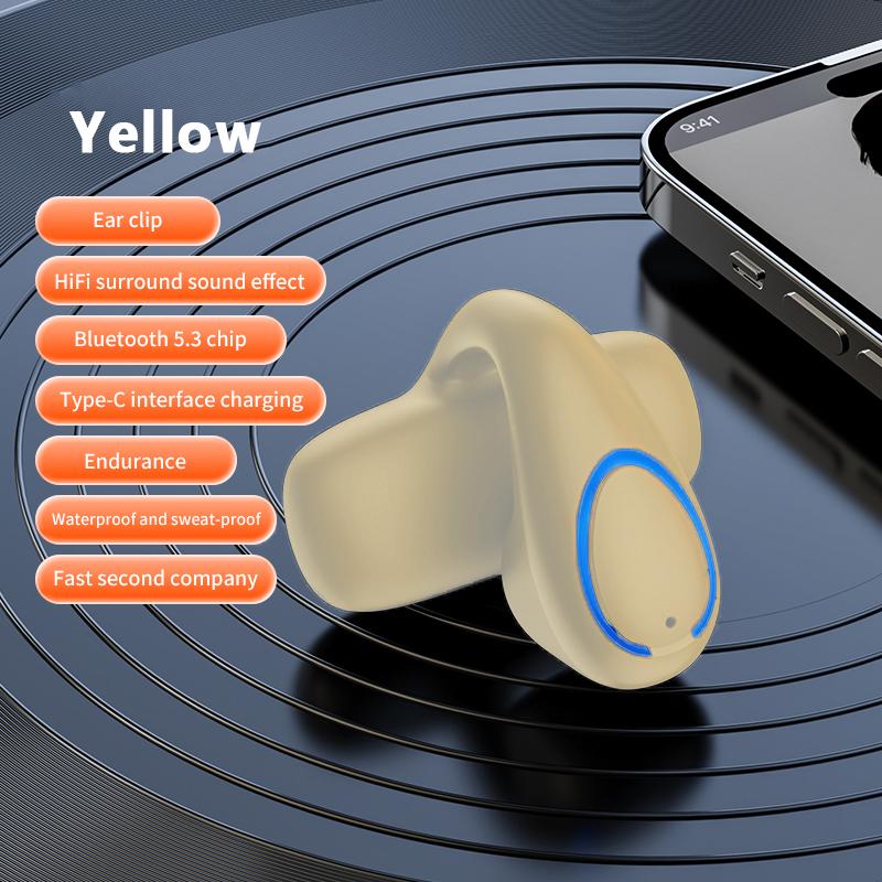 VAORLO Ear-Clip Single Earphone Painless Wear 50 Hours Music Time HiFi Low Lantency Earbud With Microphone Bluetooth 5.3 Headset