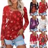 Рубашка для женщин, модная, повседневная, с квадратным вырезом, длинным рукавом, свободная, с рождественским принтом, женская футболка, топ