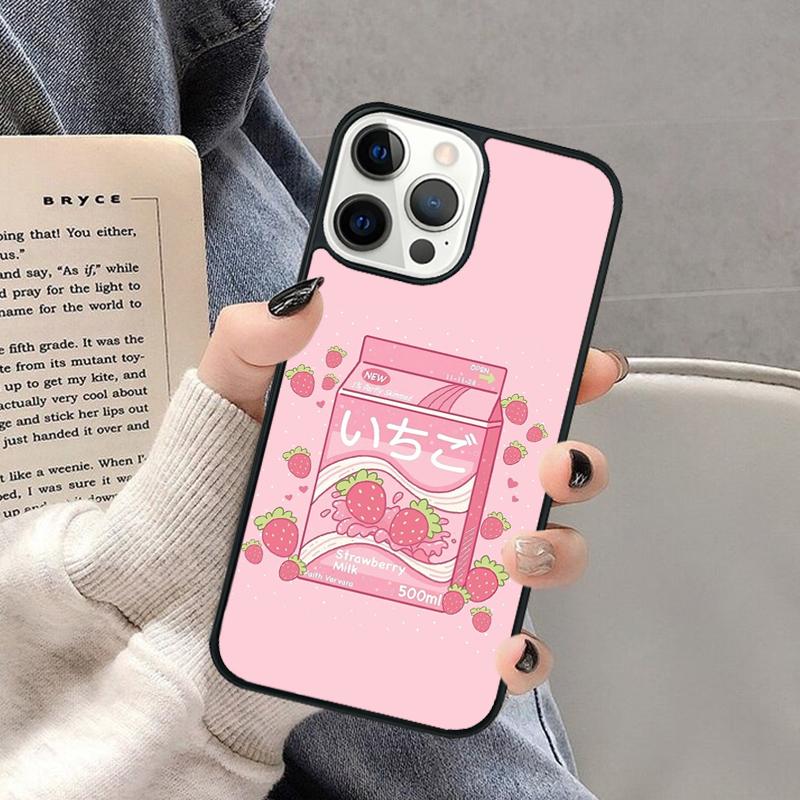 Милый японский молочный напиток со вкусом клубники Чехол для телефона iPhone 17 Air 16 16e 15 Plus для Apple 13 11 12 14 Pro Max