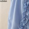 VONDA Женское повседневное мини-платье-майка без рукавов с круглым вырезом и оборками, с карманами