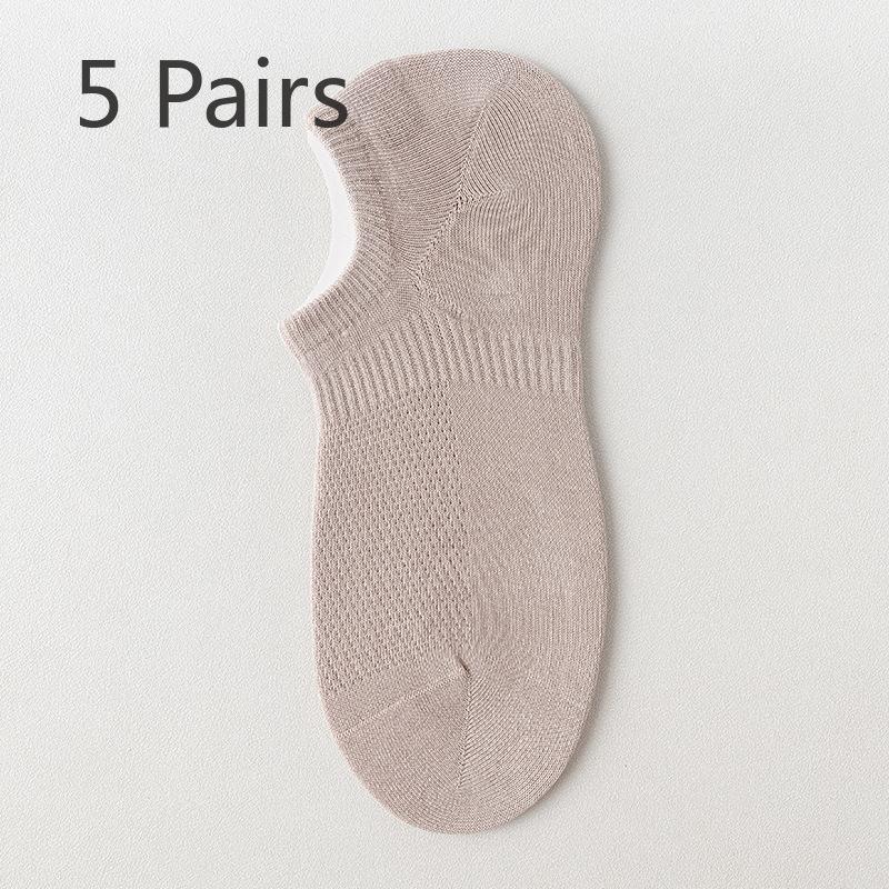 5 пар мужских сетчатых дышащих носков из чистого хлопка с защитой от скольжения и низким верхом и небольшим отверстием