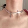 Punk Spliced Cross Necklace Y2K Hip Hop Necklace Retro Choker Necklace  Jewelry