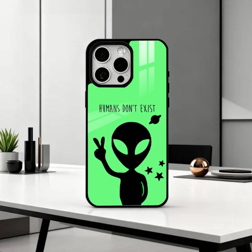 Cool C-Cartoon Alien Space Phone Case For iPhone17,16,15,14,13,12,11 Plus,Pro Max Magnetic For Magsafe Wireless Charging