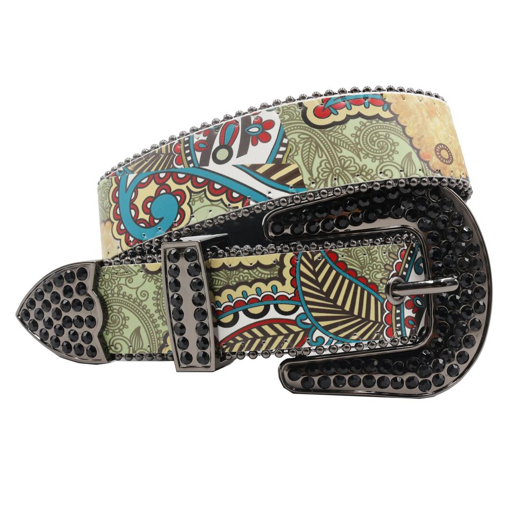 Персонализированный трендовый рисунок граффити стразы печать пояса дизайн полный ремень из искусственной кожи