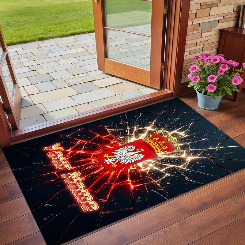 Crystal Velvet Rug Custom Name Text, Soft Non Slip Floor Mat Home DecorPoland Football