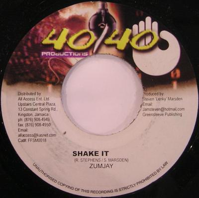 7-дюймовая пластинка ZUMJAY - Shake It FFSM0018 40/40 Производство 2002 Ямайка Регги, Ска и Даб Б/у