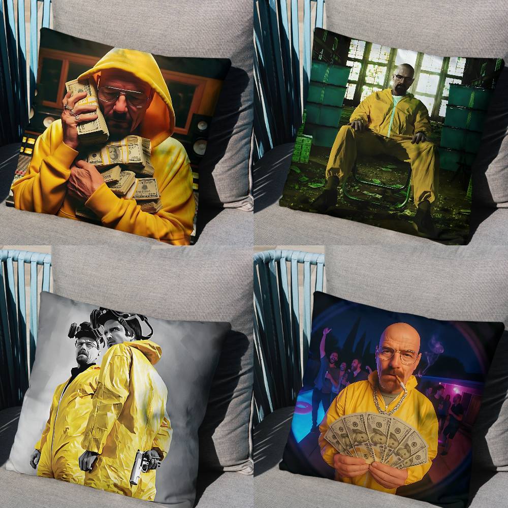 cool Walter White Breaking Bad Pillow Case Square DoubleSided Printing Short Plush Sofa Cushion Cover Bedroom Bedside Pillow