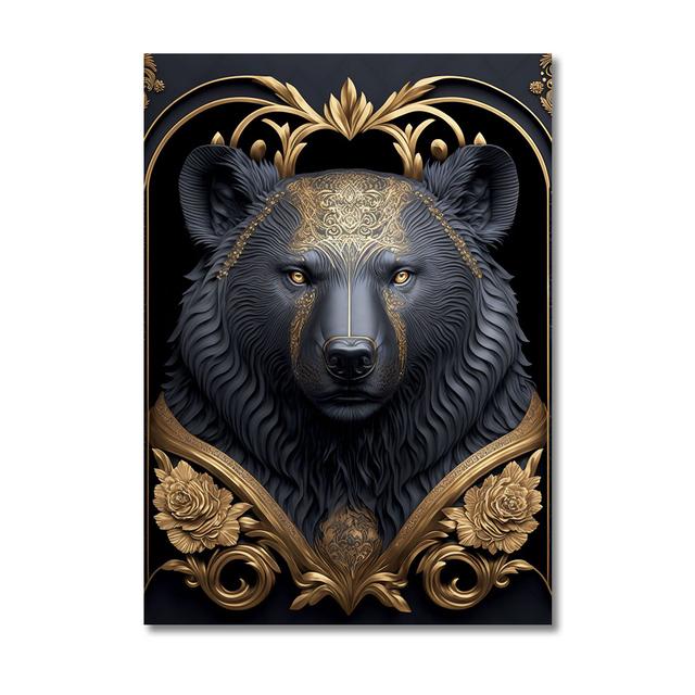 Металлическая Скульптура Король Горилла Холст Живопись Принт Золотой Лев Тигр Олень Бык Постер Искусство Статуя Животного Картина Украшение Стен