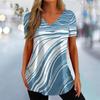 New Women's T-Shirt Curve Print V-Neck Fashion Streetwear Female Clothing Casual Summer Short Sleeve Pullover T Shirt for Women